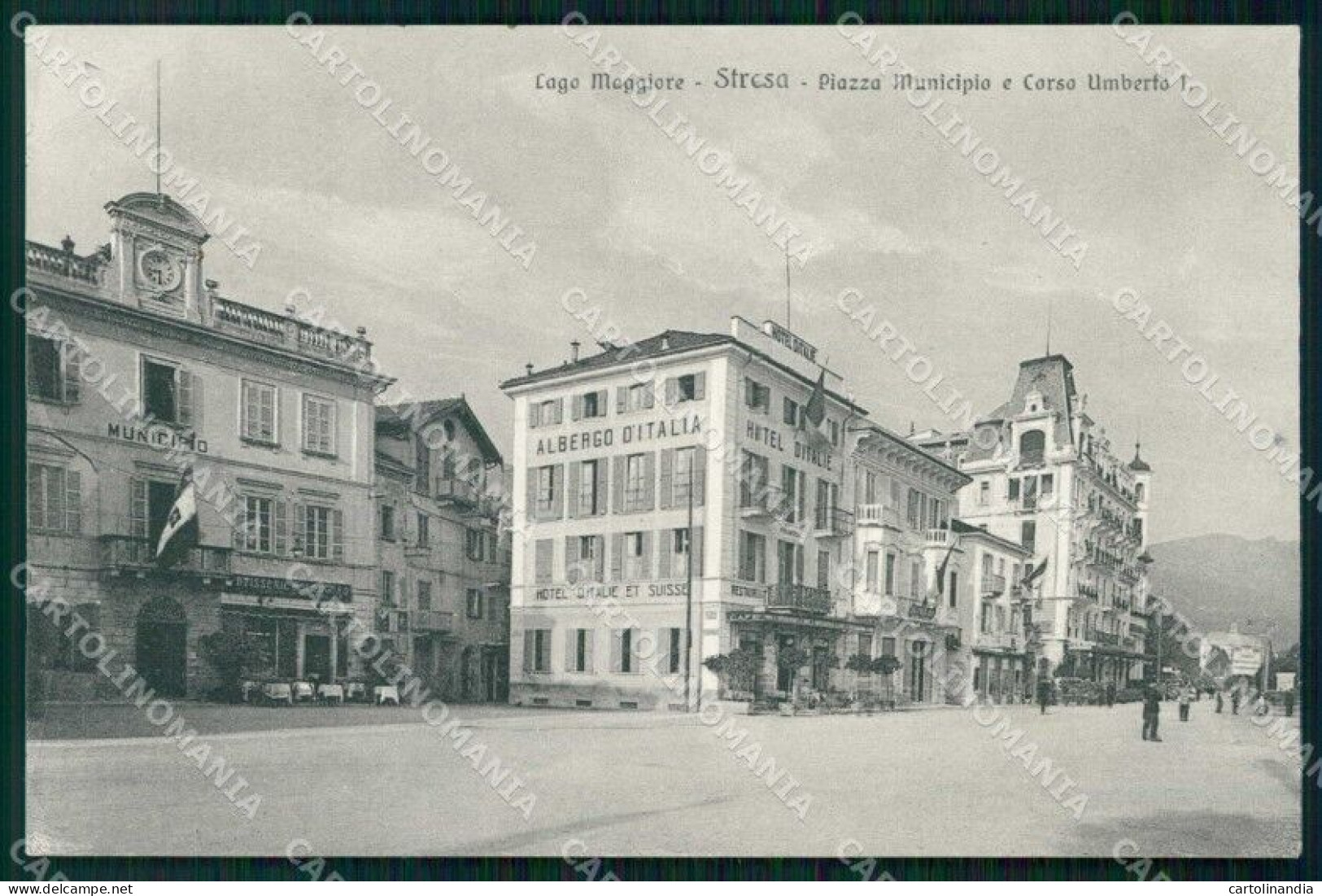 Verbania Stresa Corso Umberto I Piazza Municipio Brunner 18227 Cartolina RT1197 - Verbania