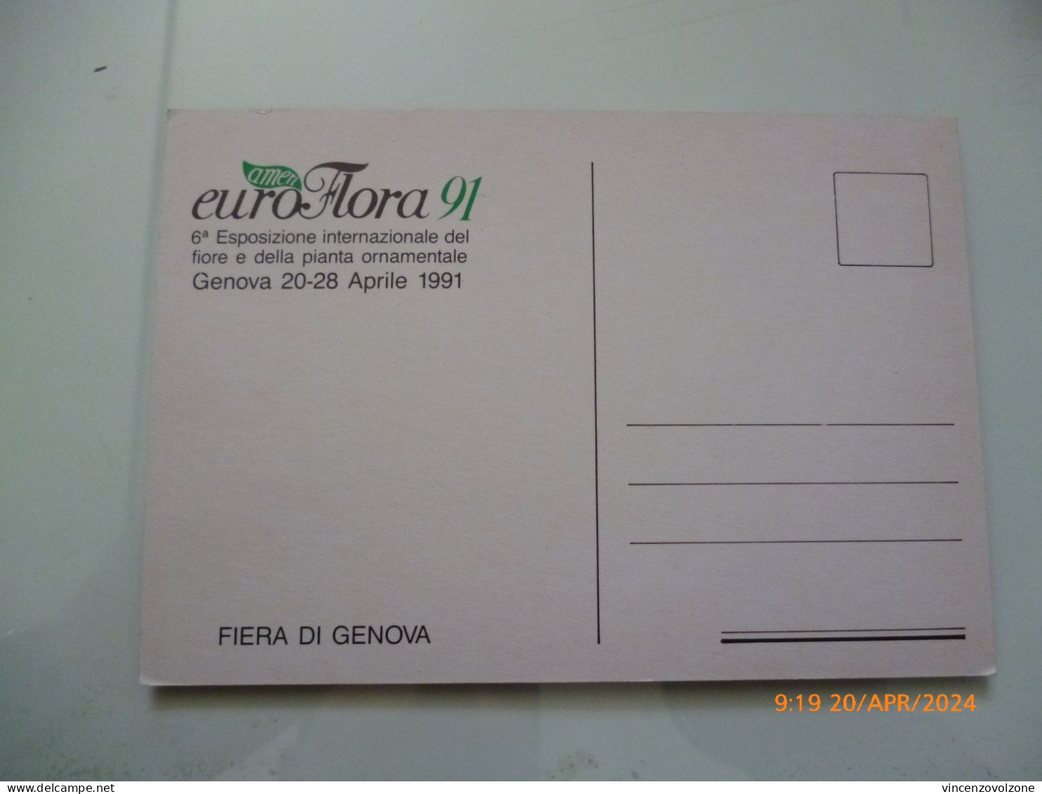 Cartolina  "EUROFLORA 1991 GENOVA" - Betogingen