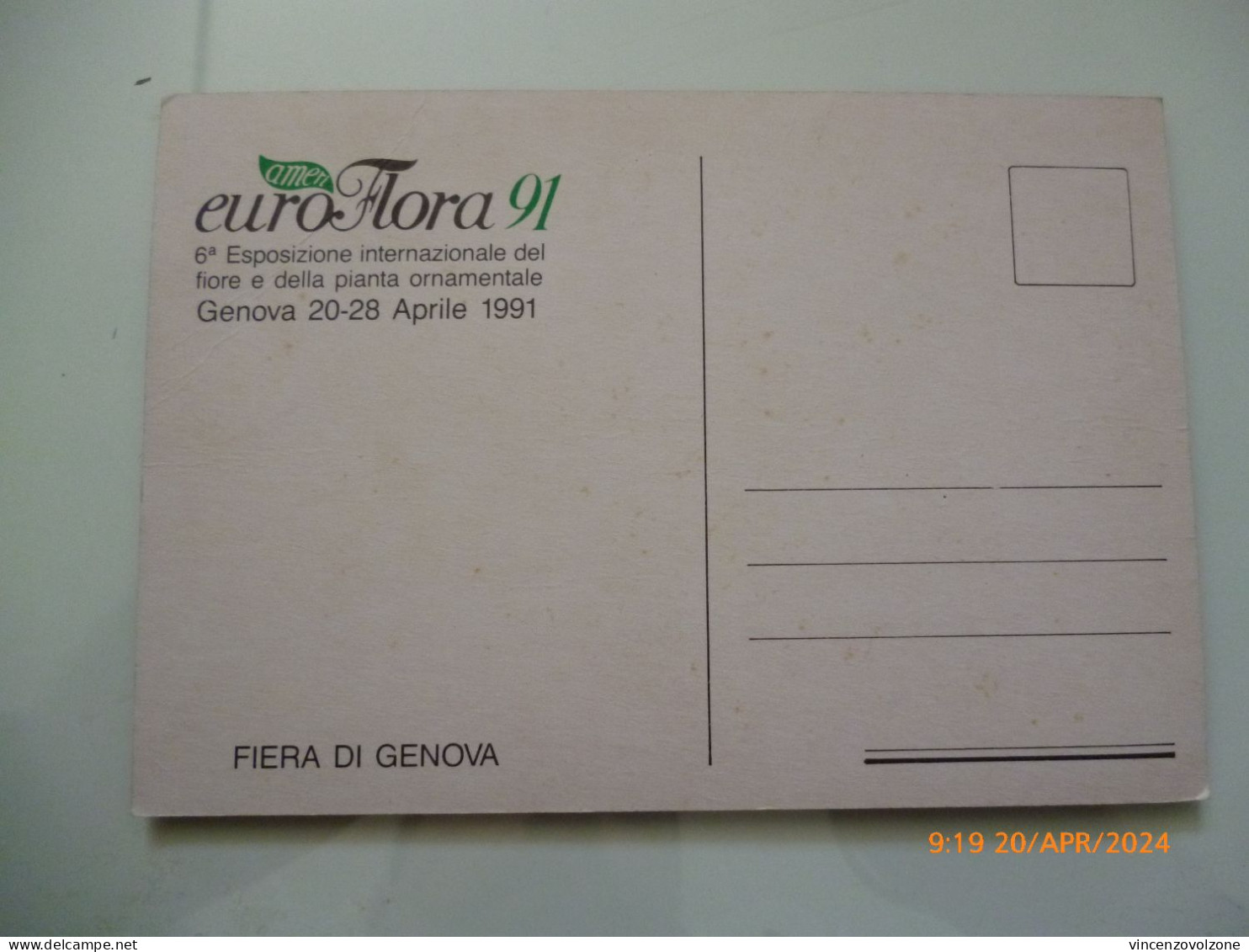 Cartolina  "EUROFLORA 1991 GENOVA" - Manifestations