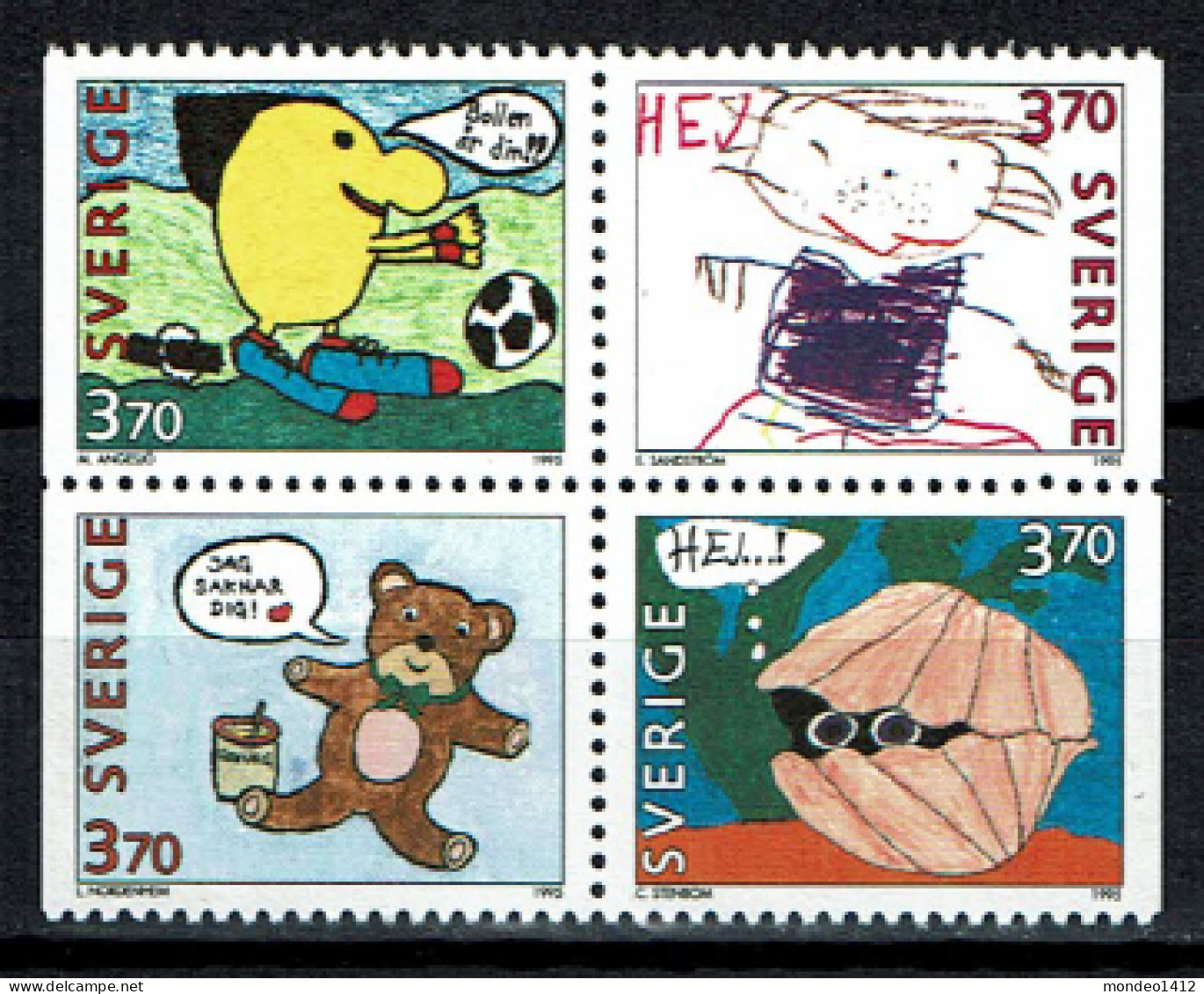 Sweden - 1995 - Yv 1877/80 - Greeting Stamps, Dessins D'enfants - MNH - Unused Stamps