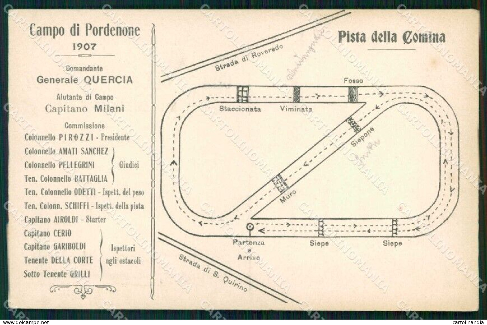 Pordenone Città Campo Di Cavalleria Militare Pista Della Comina Cartolina RT0080 - Pordenone