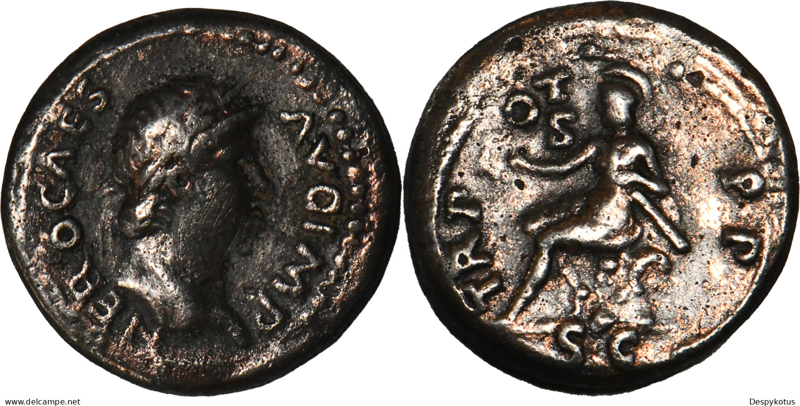 ROME - Denier - NERON - Minerve Ou Rome Assise - Reflets Cuivrés - 19-095 - The Julio-Claudians (27 BC To 69 AD)