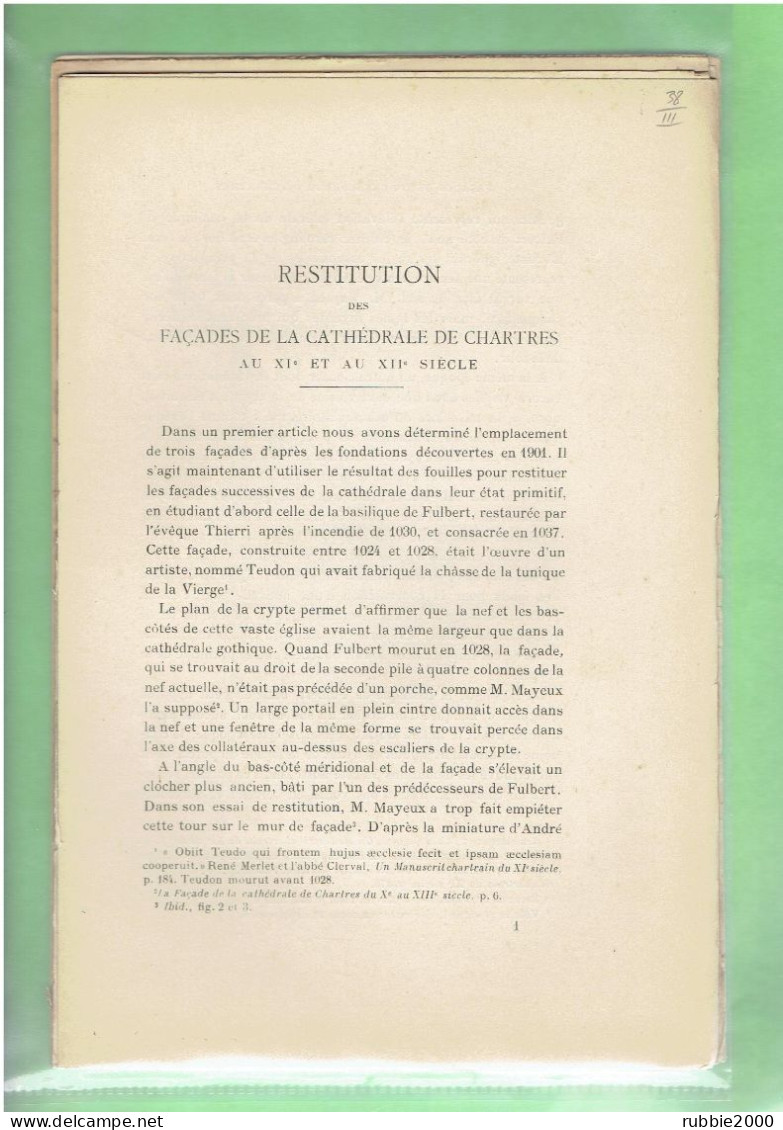 1904 CHARTRES RESTITUTION DES FACADES DE LA CATHEDRALE DE CHARTRES AU XI° ET XII° SIECLE EURE ET  LOIR - Centre - Val De Loire