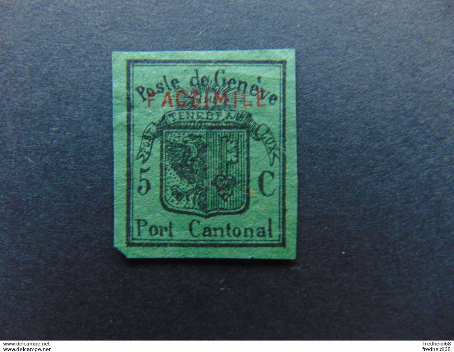 Fac Similé Du N°. 5 (Philex) Port Cantonal Du Canton De Genève - 1843-1852 Poste Federali E Cantonali