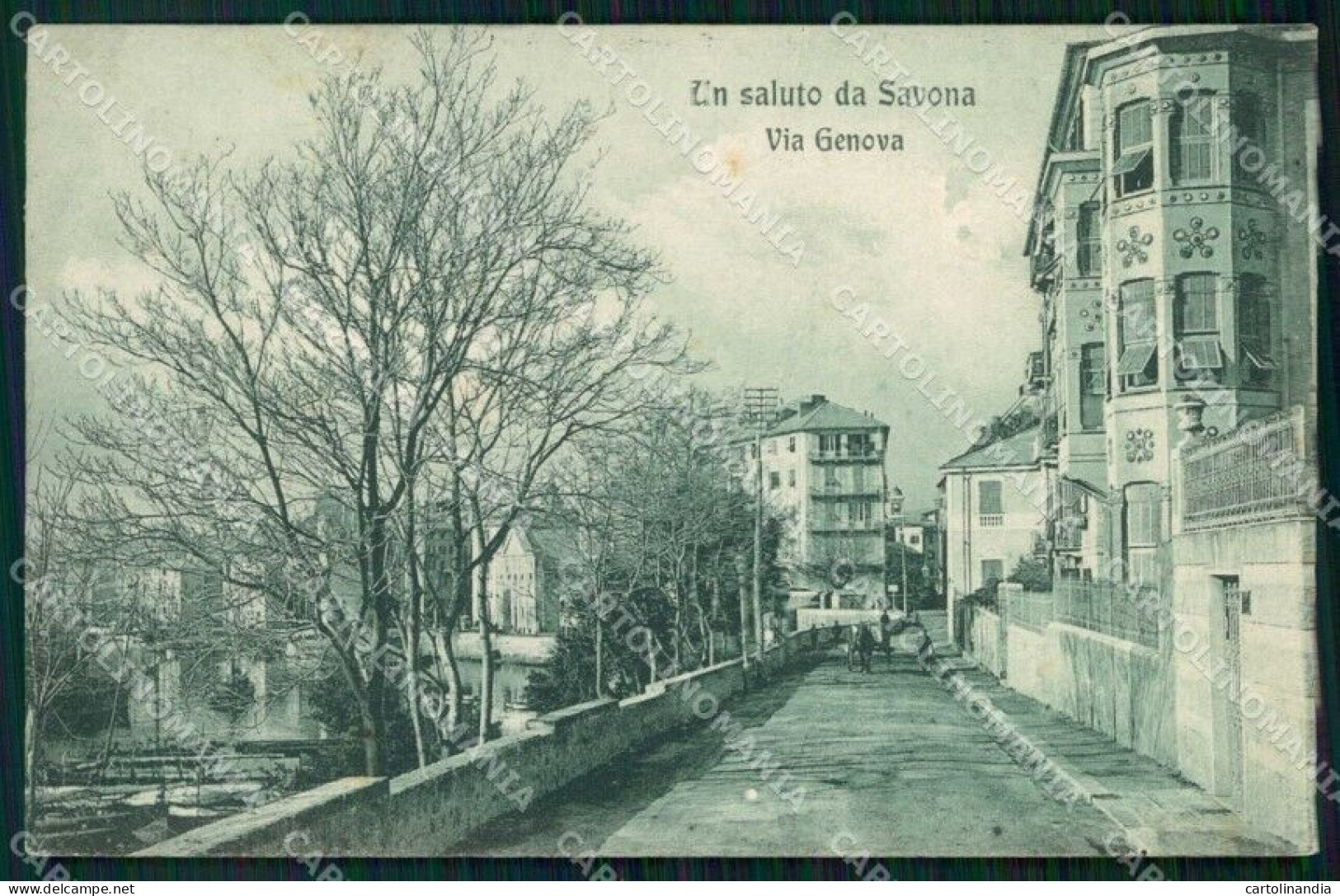 Savona Città Saluto Da Via Genova Cartolina RT1349 - Savona