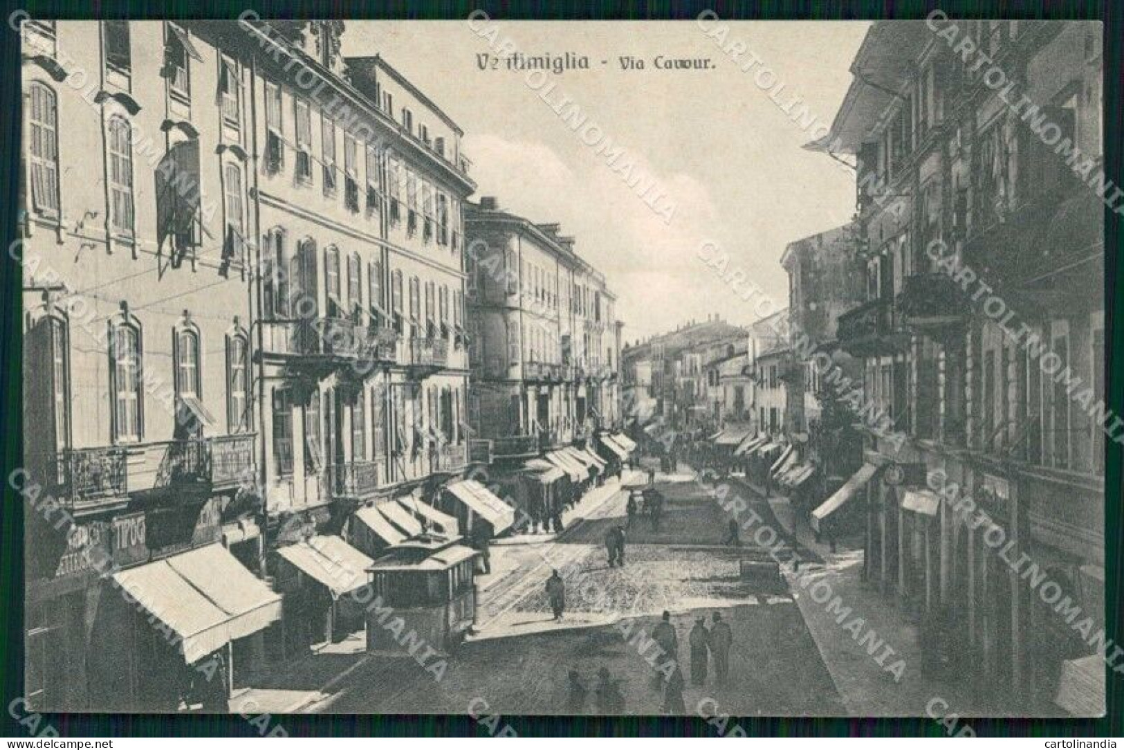 Imperia Ventimiglia Via Cavour Tram Cartolina RT1903 - Imperia