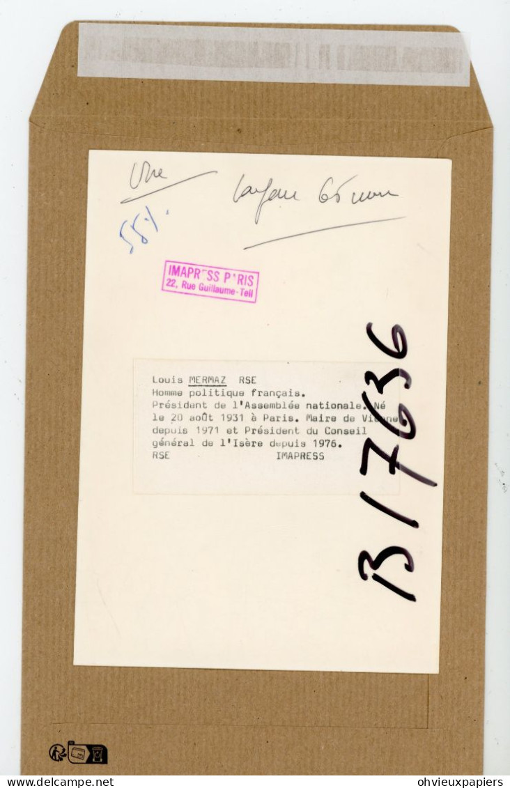 Politique  FRANCE -  5 Photos LOUIS MERMAZ  Homme Politique  Maire De VIENNE  Président De L'assemblée Nationale  1981 - Luoghi