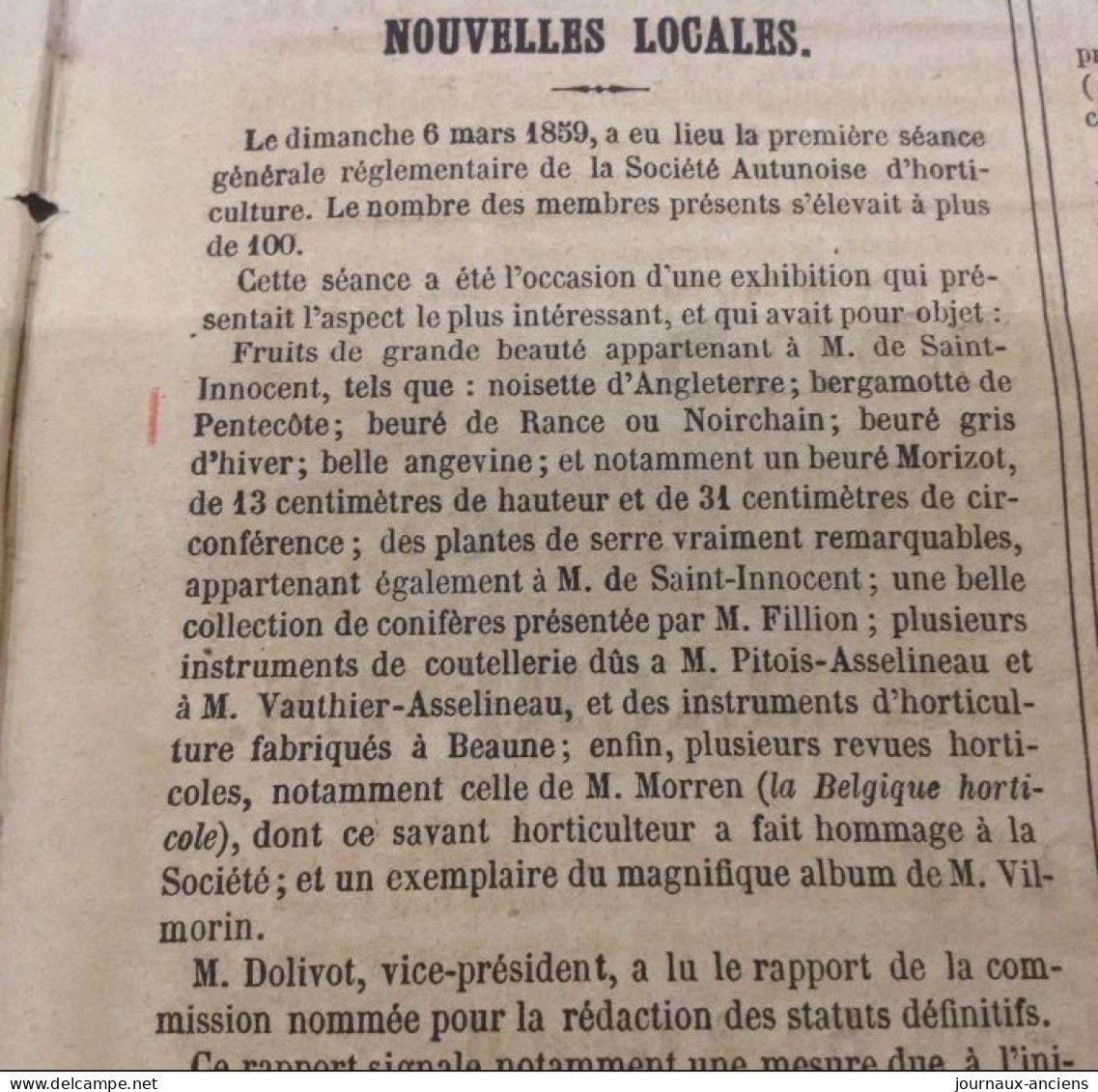 1859 SAONE ET LOIRE REVUE D'AUTUN N° 3 Première Année - Four A Chaux De SAINT DENIS - CONSCRITS - NOUVELLES LOCALES - Ohne Zuordnung