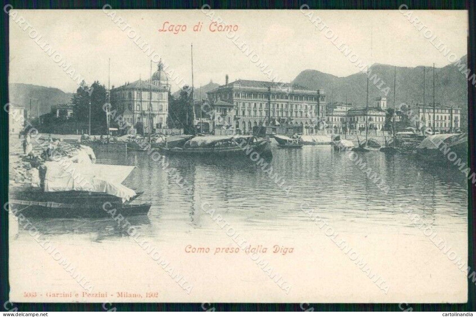 Como Città Veduta Dalla Diga Lago Barche Cartolina RT3116 - Como