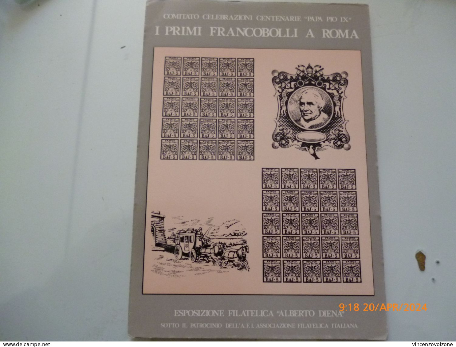 Cartolina  "COMITATO CELEBRAZIONI CENTENRIE PAPA PIO IX I PRIMI FRANCOBOLLI A ROMA" 1978 - 1971-80: Storia Postale