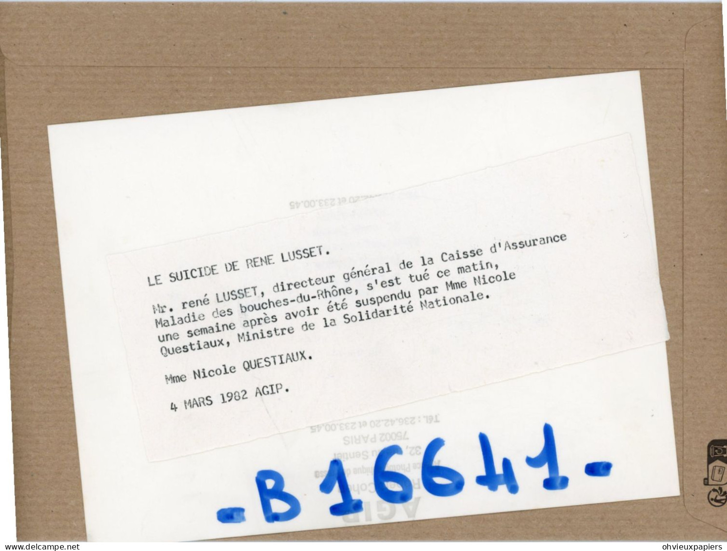 Politique  FRANCE - Lot De 7 Photos  NICOLE QUESTIAUX  Femme Politique Ministre De La Solidarité En 1981 - Persone Identificate