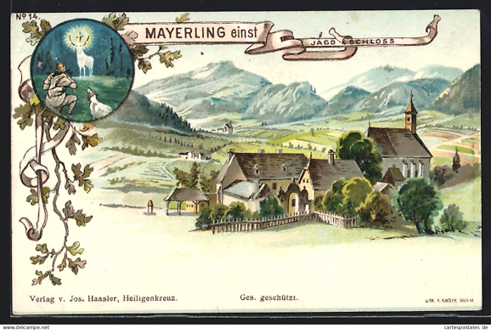 Lithographie Mayerling, Alte Ansicht Mit Jagdschloss  - Sonstige & Ohne Zuordnung