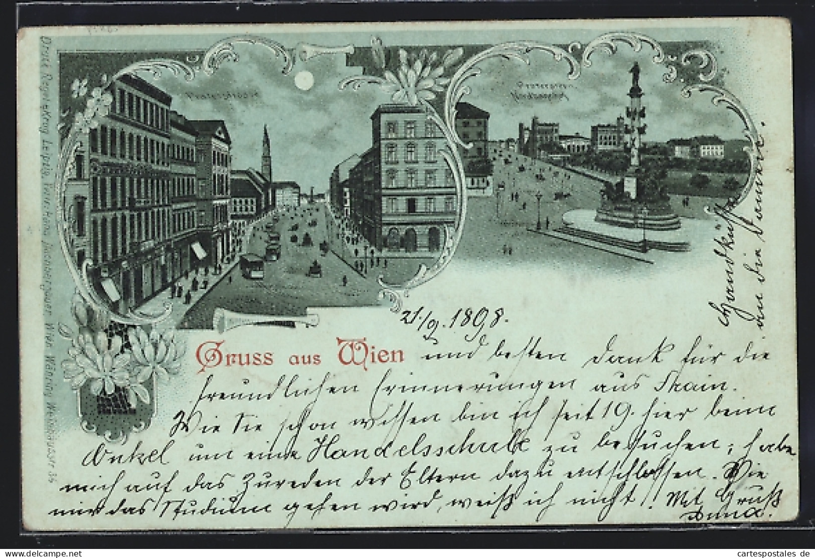 Lithographie Wien, Praterstern Nordbahnhof, Praterstrasse  - Autres & Non Classés