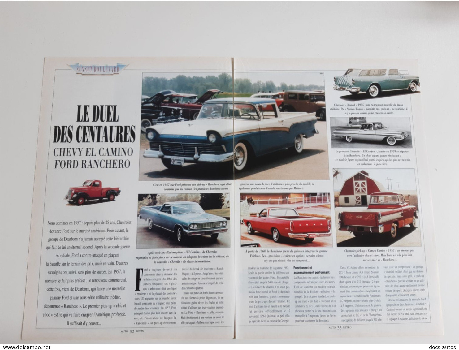 Coupure De Presse Automobile Chevy El Camino - Ford Ranchero - Coches