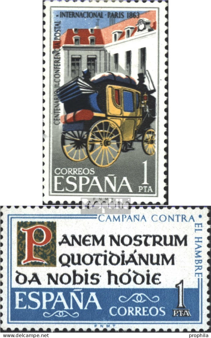 Spanien 1395,1400 (kompl.Ausg.) Postfrisch 1963 Postkonferenz, Kampf Gegen Hunger - Unused Stamps