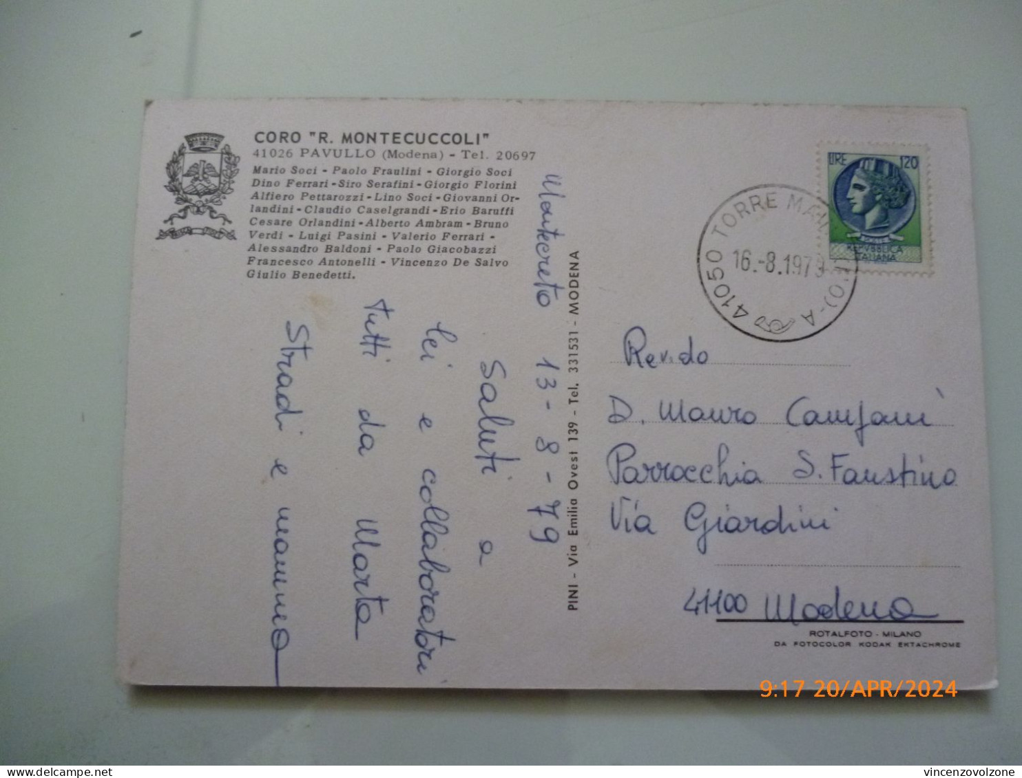 Cartolina  Viaggiata "CORO R. MONTECCUCCOLI FAVULLO ( Modena )" 1979 - Modena