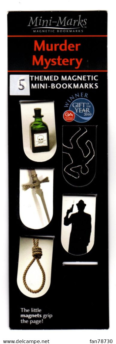 Lot De 5 Marque-pages Magnétiques Murder Mystery - Frais Du Site Déduits - Bookmarks