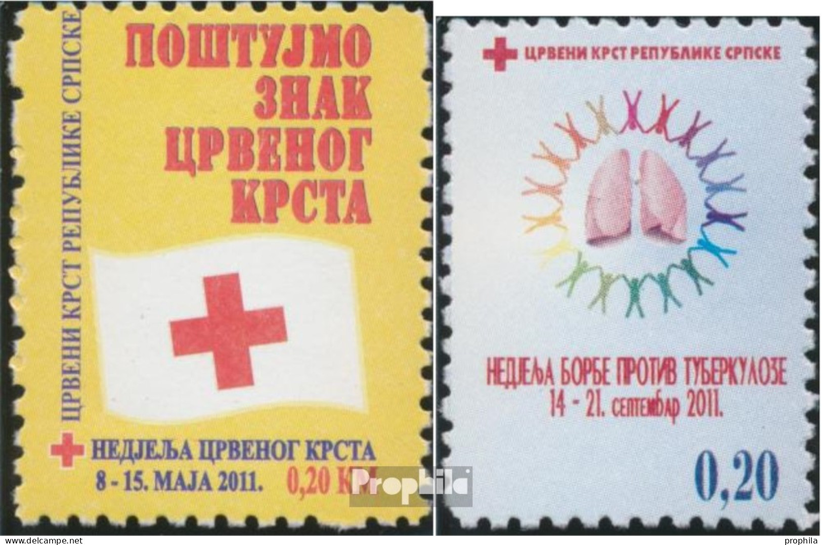 Bosnien - Serbische Republ. Z28A,Z29A (kompl.Ausg.) Zwangszuschlagsmarken Postfrisch 2011 Rotes Kreuz - Serbia