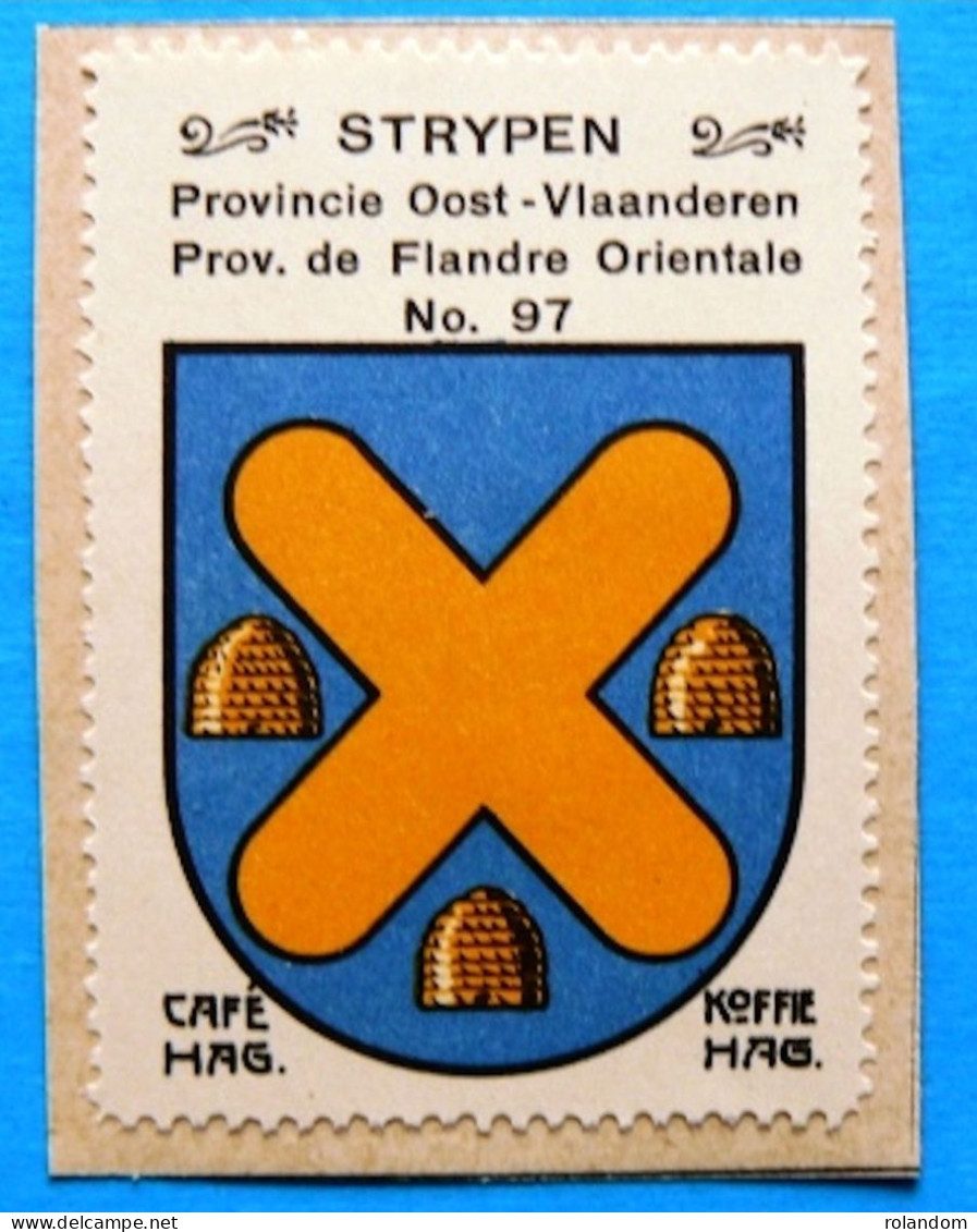 Oost Vlaanderen N097 Strypen Strijpen Zottegem Timbre Vignette 1930 Café Hag Armoiries Blason écu TBE - Té & Café