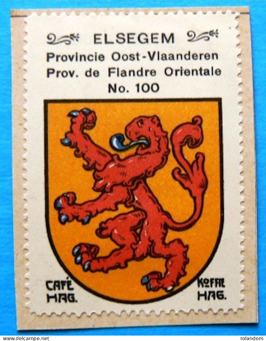 Oost Vlaanderen N100 Elsegem Wortegem-Petegem Timbre Vignette 1930 Café Hag Armoiries Blason écu TBE - Tè & Caffè