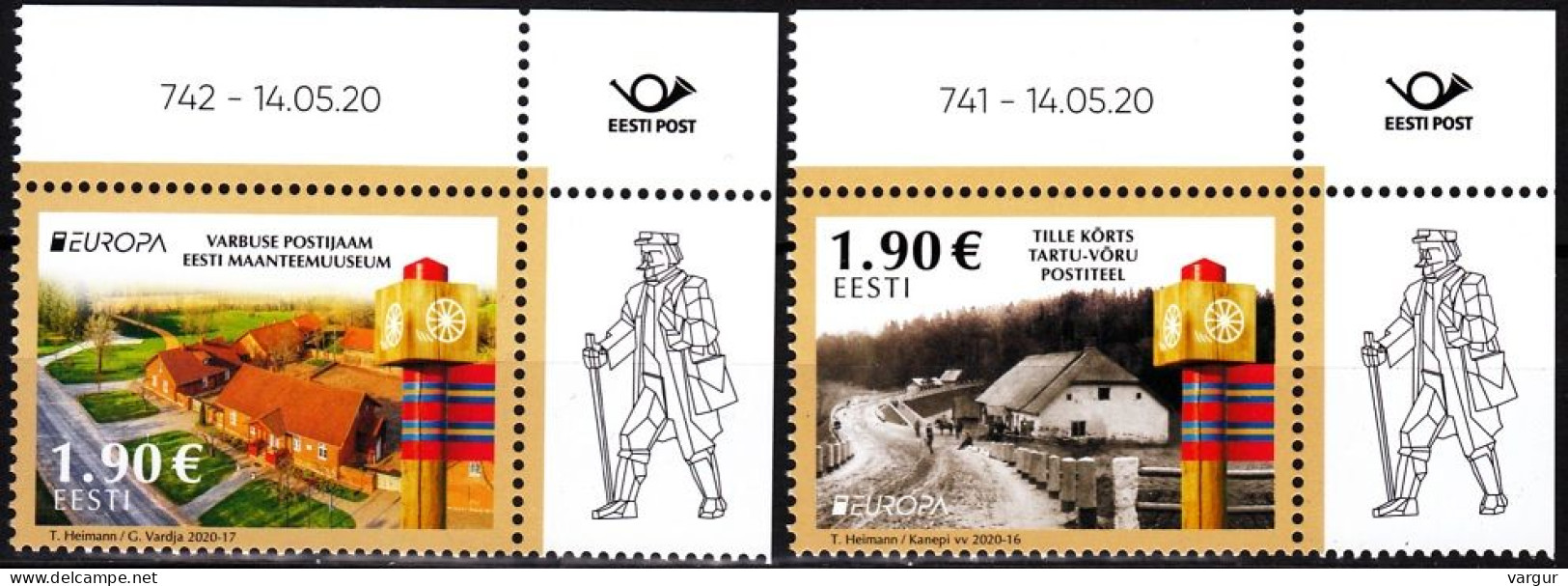 ESTONIA 2020-15 EUROPA: Ancient Postal Routes. Architecture. Data CORNER, MNH - 2020