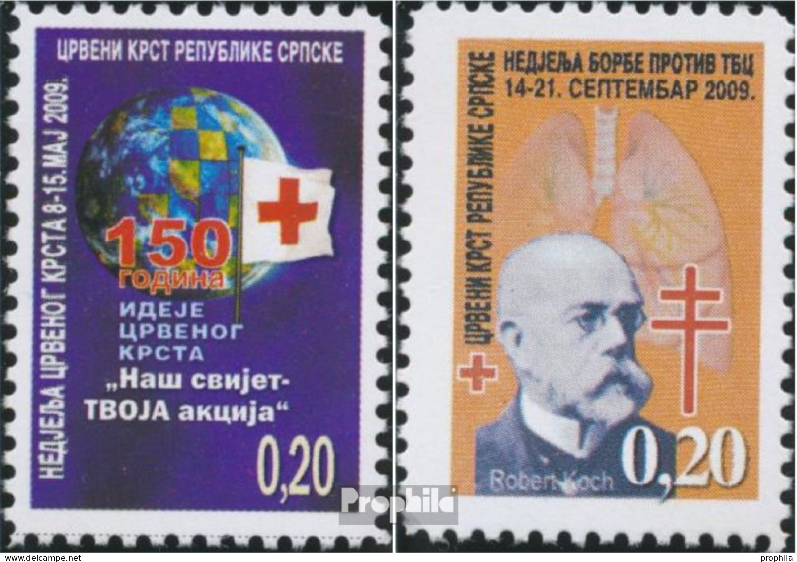 Bosnien - Serbische Republ. Z24A,Z25A (kompl.Ausg.) Zwangszuschlagsmarken Postfrisch 2009 Rotes Kreuz - Serbien