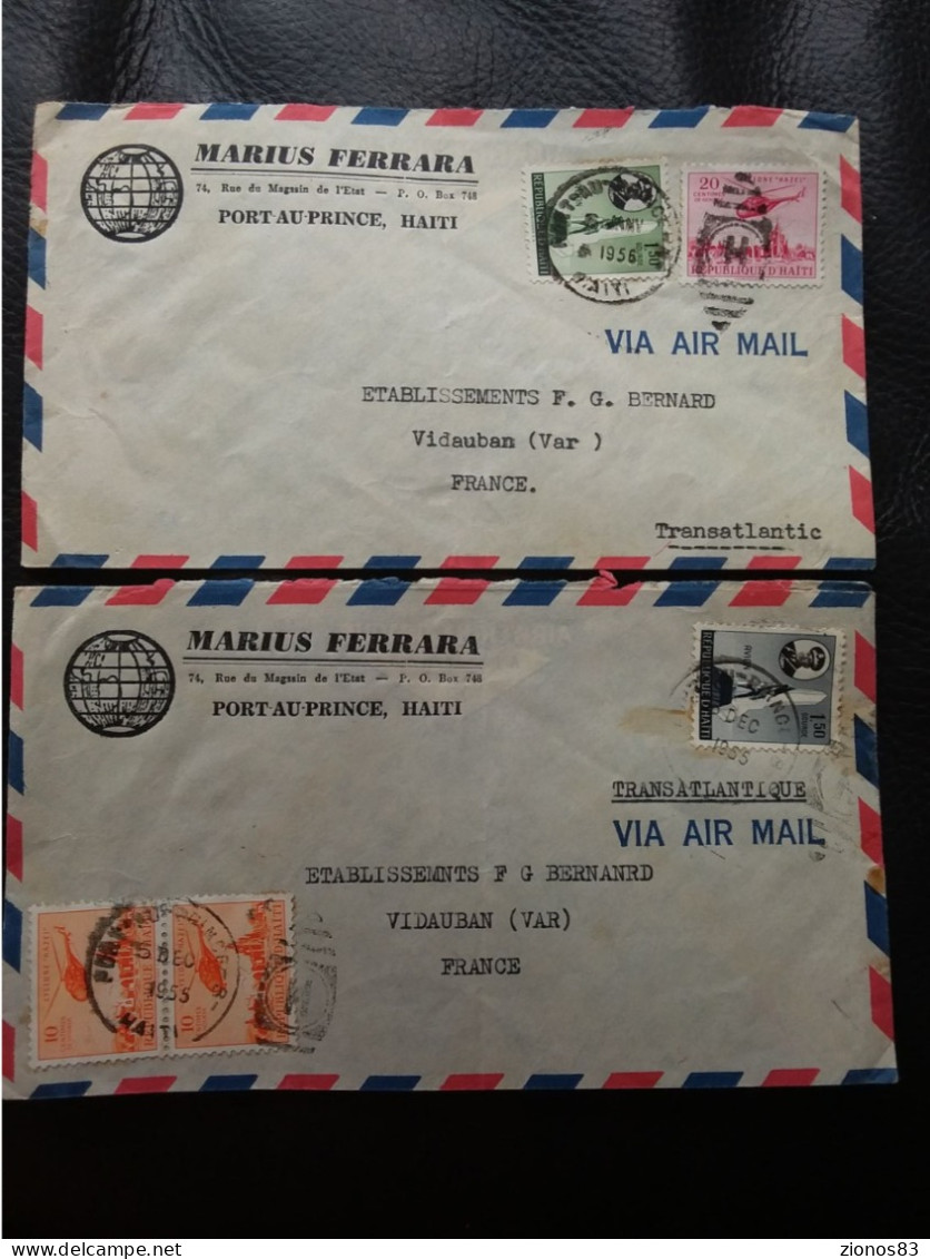 2 Lettres PORT AU PRINCE Destination France 1955 Et 1956 (sans Correspondance ) - Haïti