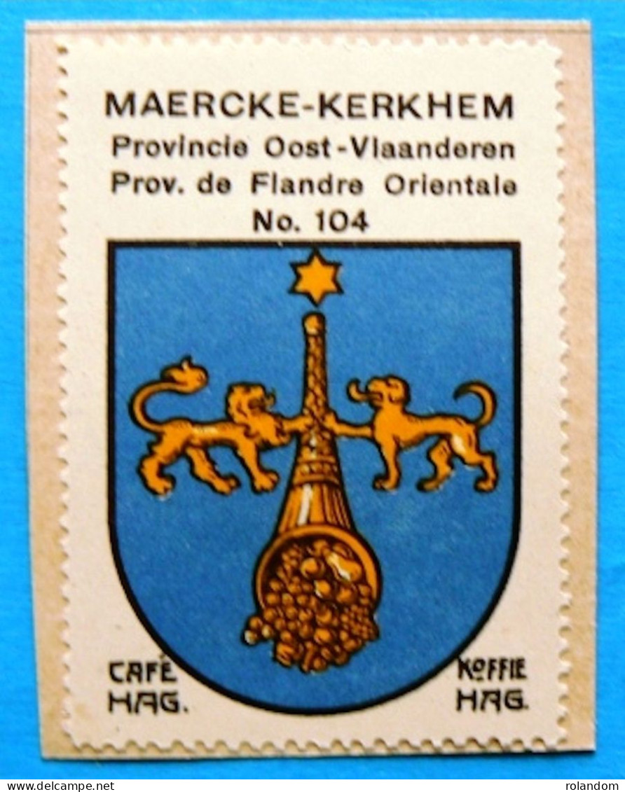 Oost Vlaanderen N104 Maercke-Kerkhem Maarke-Kerkem Maarkedal Timbre Vignette 1930 Café Hag Armoiries Blason écu TBE - Tè & Caffè