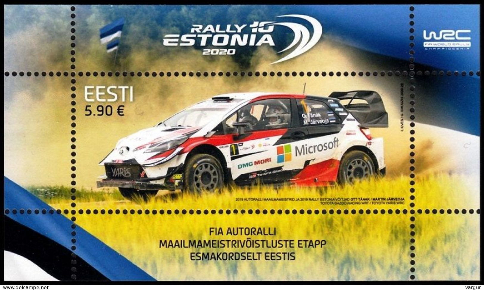 ESTONIA 2020-19 Car Races: WRC Rally Estonia. Souvenir Sheet, MNH - Automobile