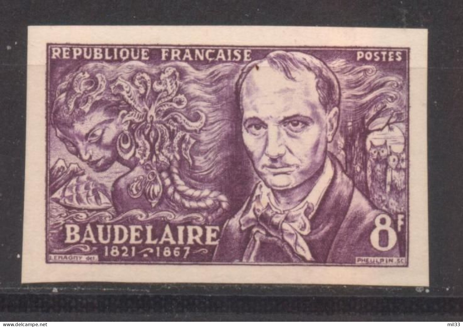 Série Poètes Baudelaire. YT 908 De 1951 Légère Trace De Charnière - Unclassified