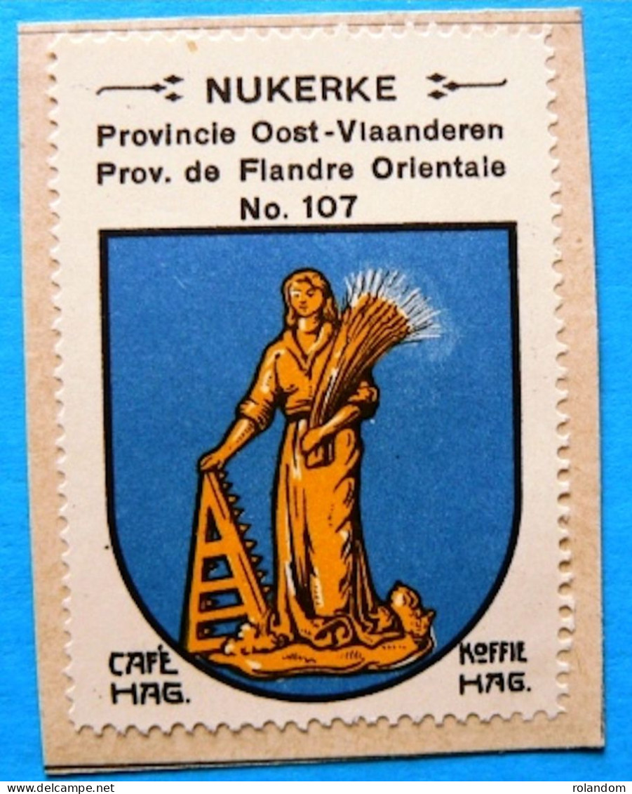 Oost Vlaanderen N107 Nukerke Maarkedal Timbre Vignette 1930 Café Hag Armoiries Blason écu TBE - Tee & Kaffee