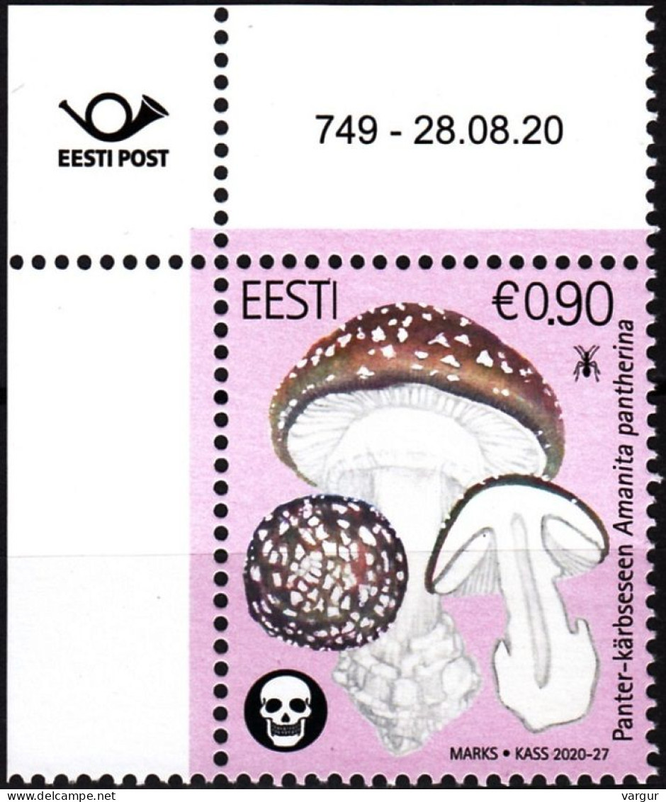 ESTONIA 2020-21 FLORA Plants: Gift Mushroom. Requisites CORNER, MNH - Mushrooms