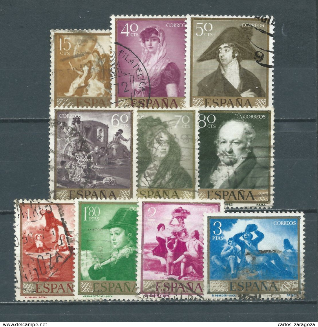 ESPAÑA 1958—Serie Completa GOYA 901/910, 1210-1219 (o) Timbres Oblitérés Mi 1107/1116 - Gebraucht