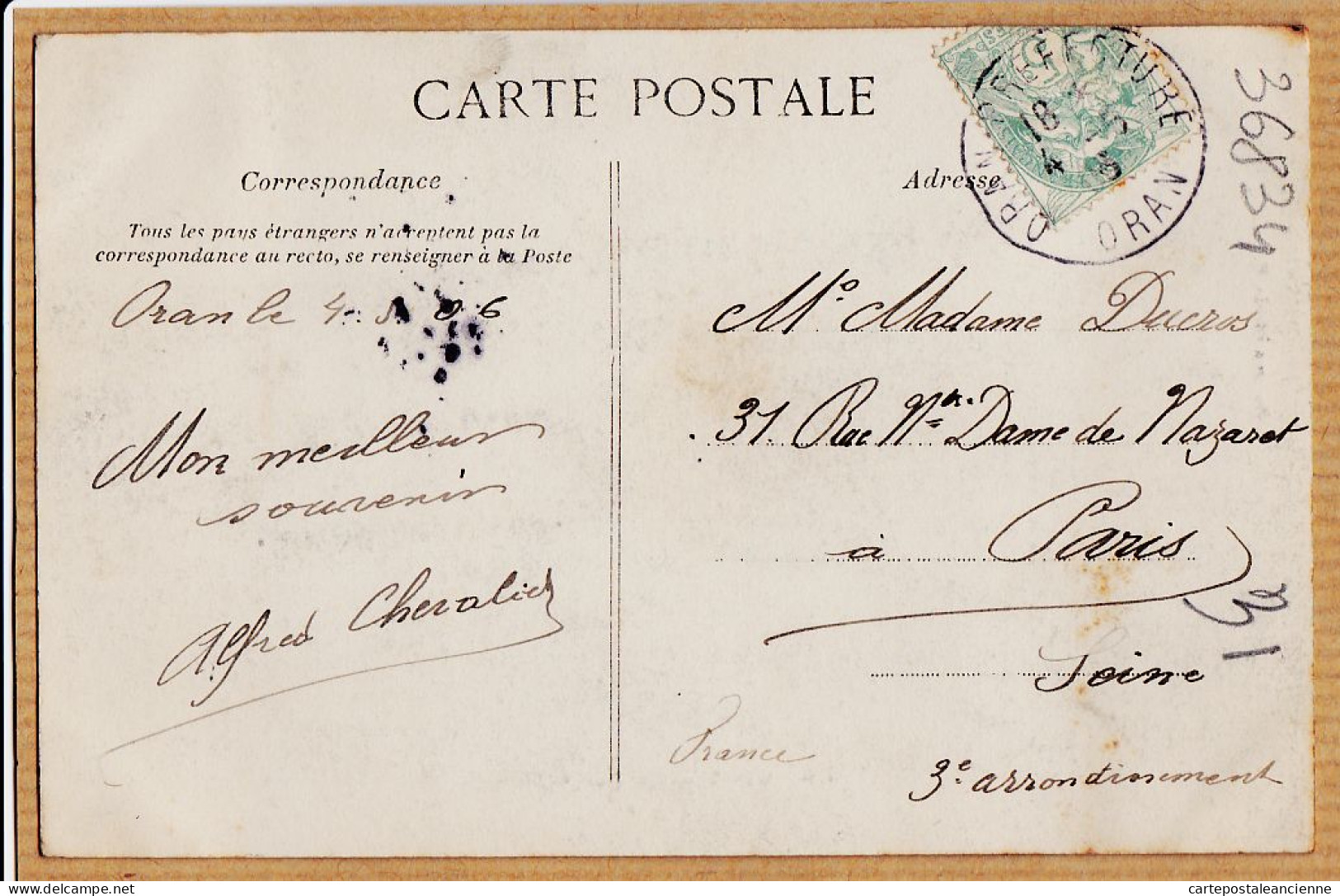 26398 / ⭐ ORAN Algérie Le Port Et La Baie 04-05-1906 De Alfred CHEVALIER à DUCROS-Collection Idéale P. - Oran