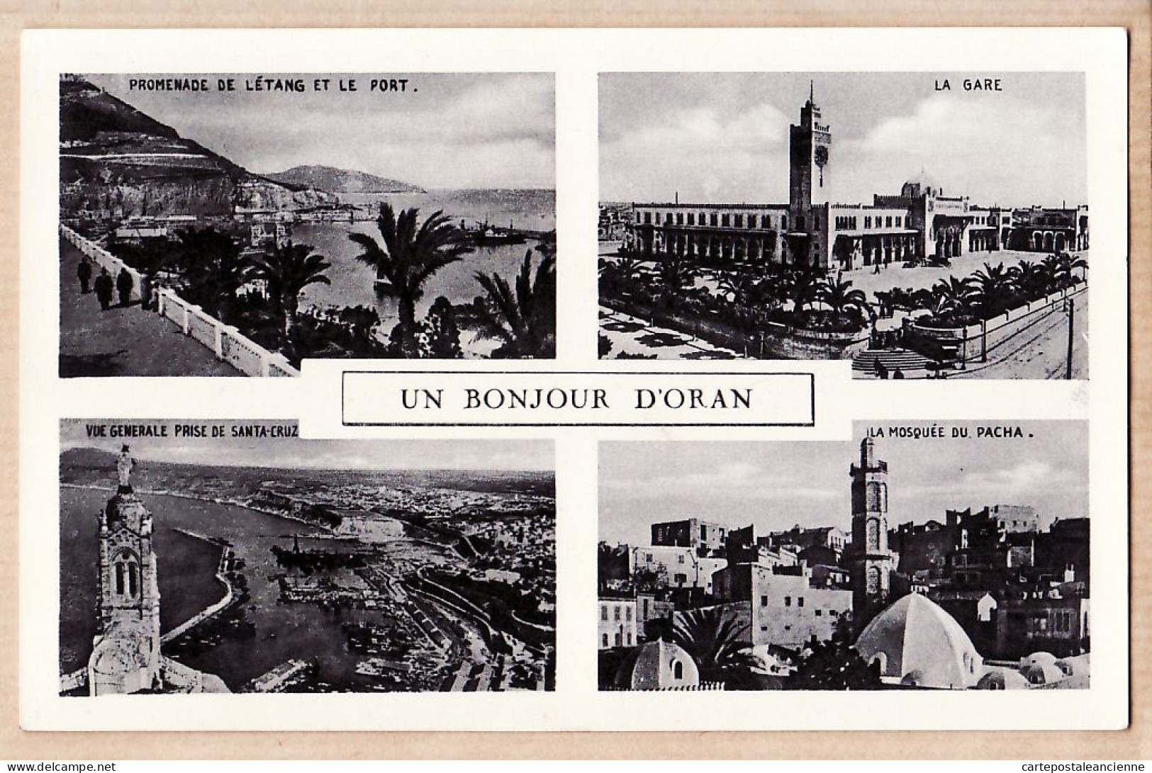 26397 / ⭐ ORAN Algérie Un BONJOUR De ..Multivues Promenade Etang Gare Mosquée PACHA 1950s - Photo-Bromure CAP 262 - Oran