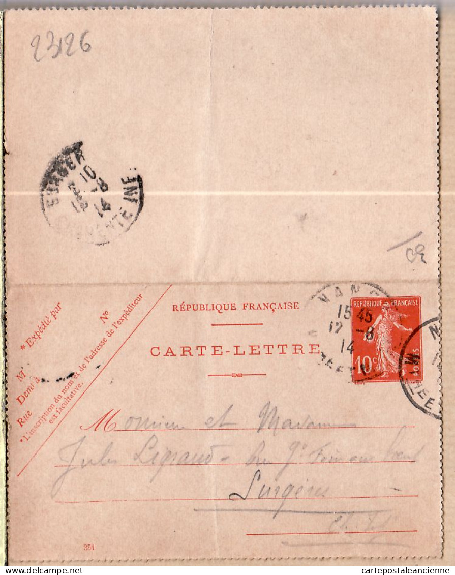 26155 / ⭐ Carte-Lettre Modèle 351 De NANCY 12.08.1914 à LEGRAND Rue Grande Foire Boeufs Surgeres - Cartoline-lettere