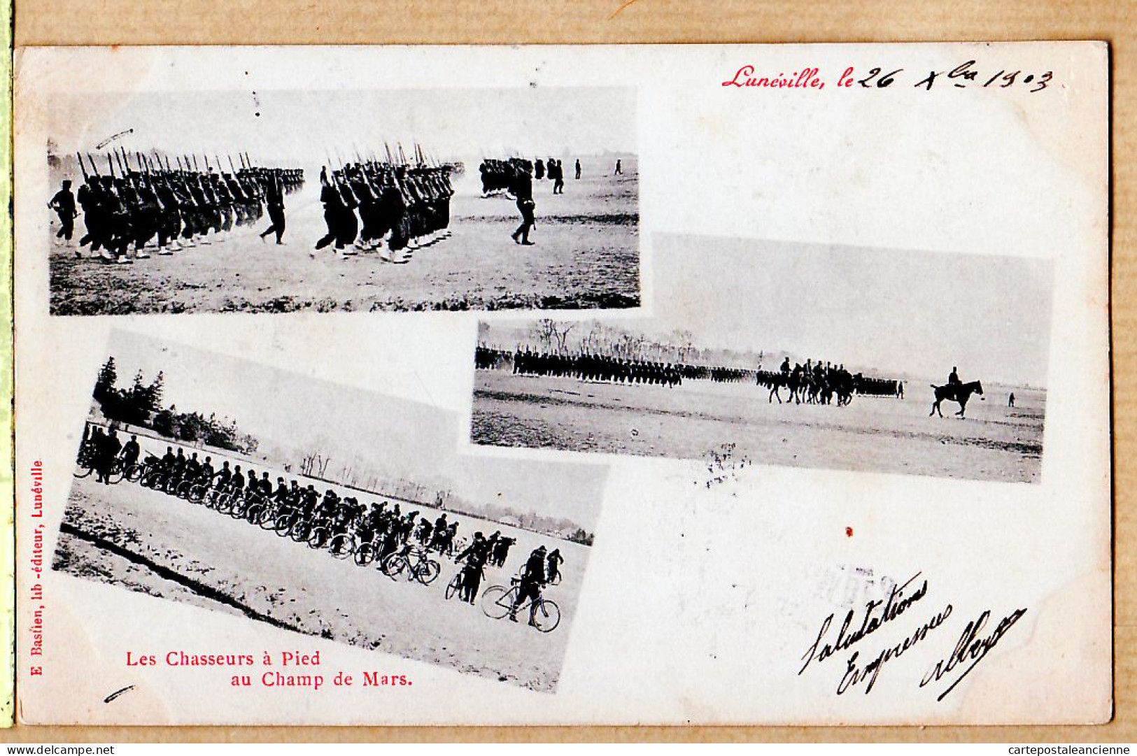 26180 / ⭐54- LUNEVILLE Les CHASSEURS à Pied Champ MARS 3 Vues 26.10.1903 à MARTIN Rond Point Garenne Colombes - Luneville
