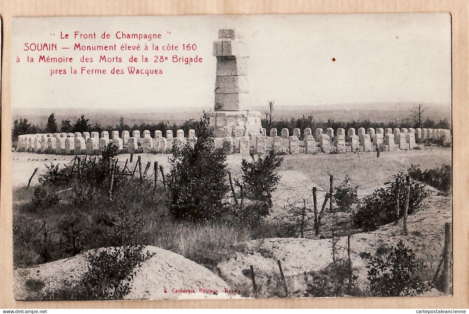 26228 / ⭐ 51-SOUAIN-Perthes-Hurlus Marne Monument Côte 160 Mémoire Morts 28e BRIGADE Près Ferme WACQUES Front CHAMPAGNE - Souain-Perthes-lès-Hurlus