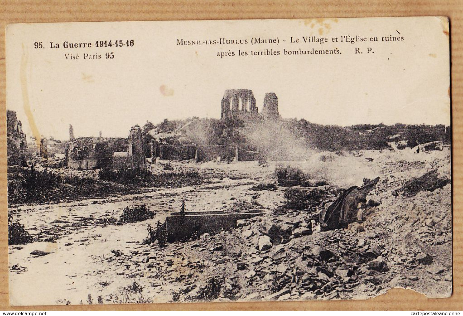 26361 / ⭐ MESNIL-LES-HURLUS 51-Marne Village Eglise Ruines Après Terribles Bombardements Allemand Guerre 1914-15-16 WW1 - Other & Unclassified