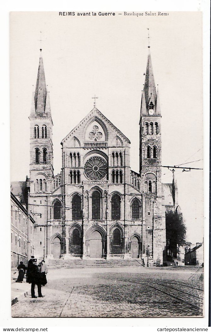 26193 / ⭐ REIMS 51-Marne Basilique Saint St REMI Avant La Guerre De 1914 Place Parvis Pt Plan Gendarme CpaWW1 - Reims