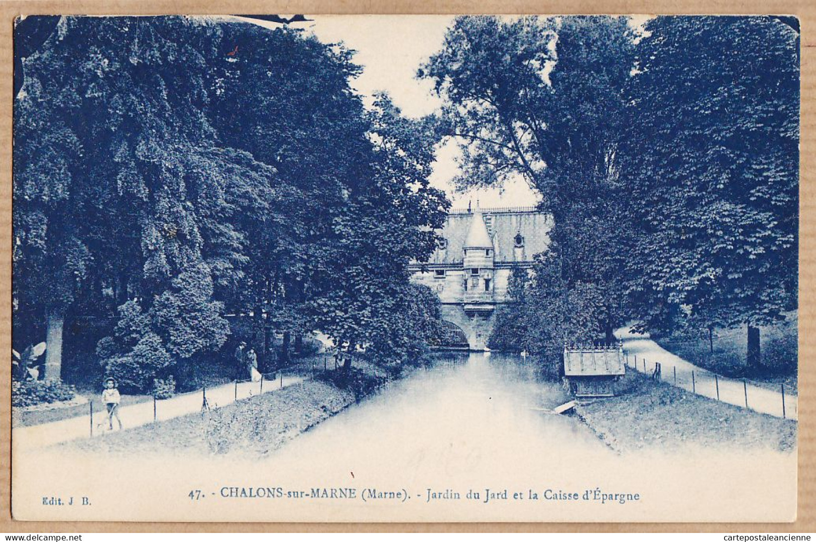 26308 / ⭐ 51-CHÂLONS-sur-MARNE Un Coin Du Jardin Du JARD Et La Caisse D'Epargne 1920s Edition Bleuté BOURGOGNE 47 - Châlons-sur-Marne