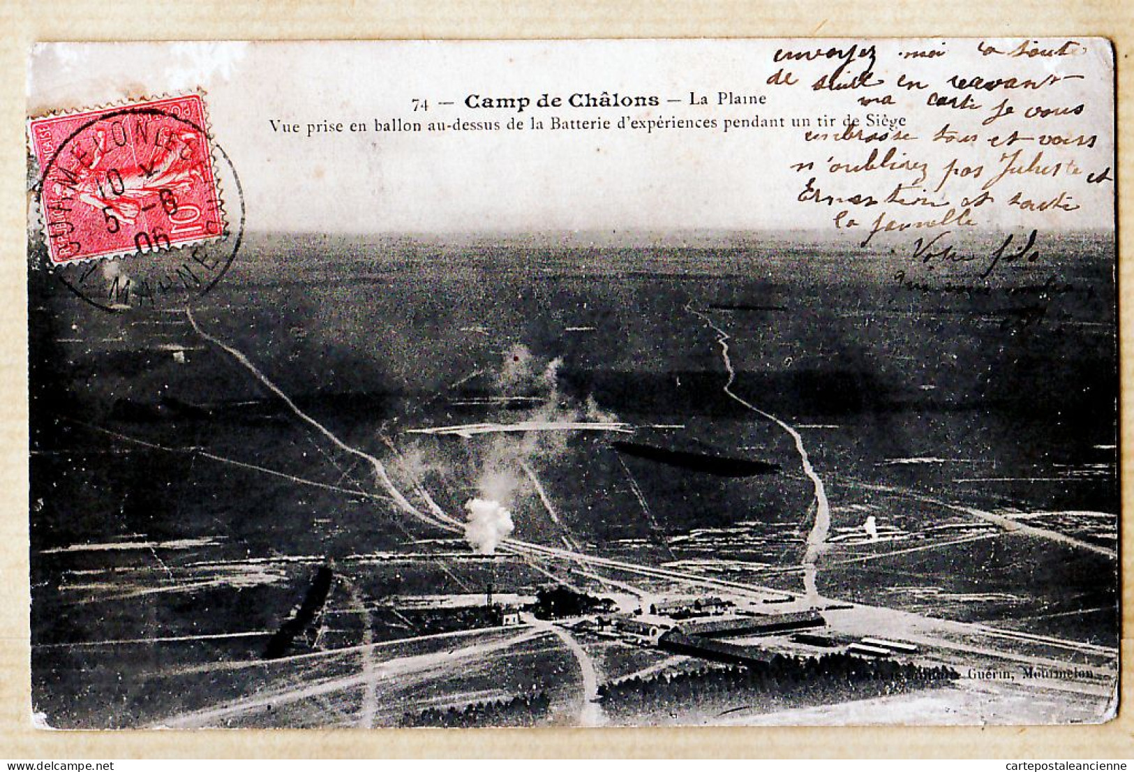 26252 / ⭐ 51-Marne CAMP De CHALONS La PLAINE Vue Prise En BALLON Au-dessus BATTERIE D'EXPERIENCES TIR SIEGE - Camp De Châlons - Mourmelon