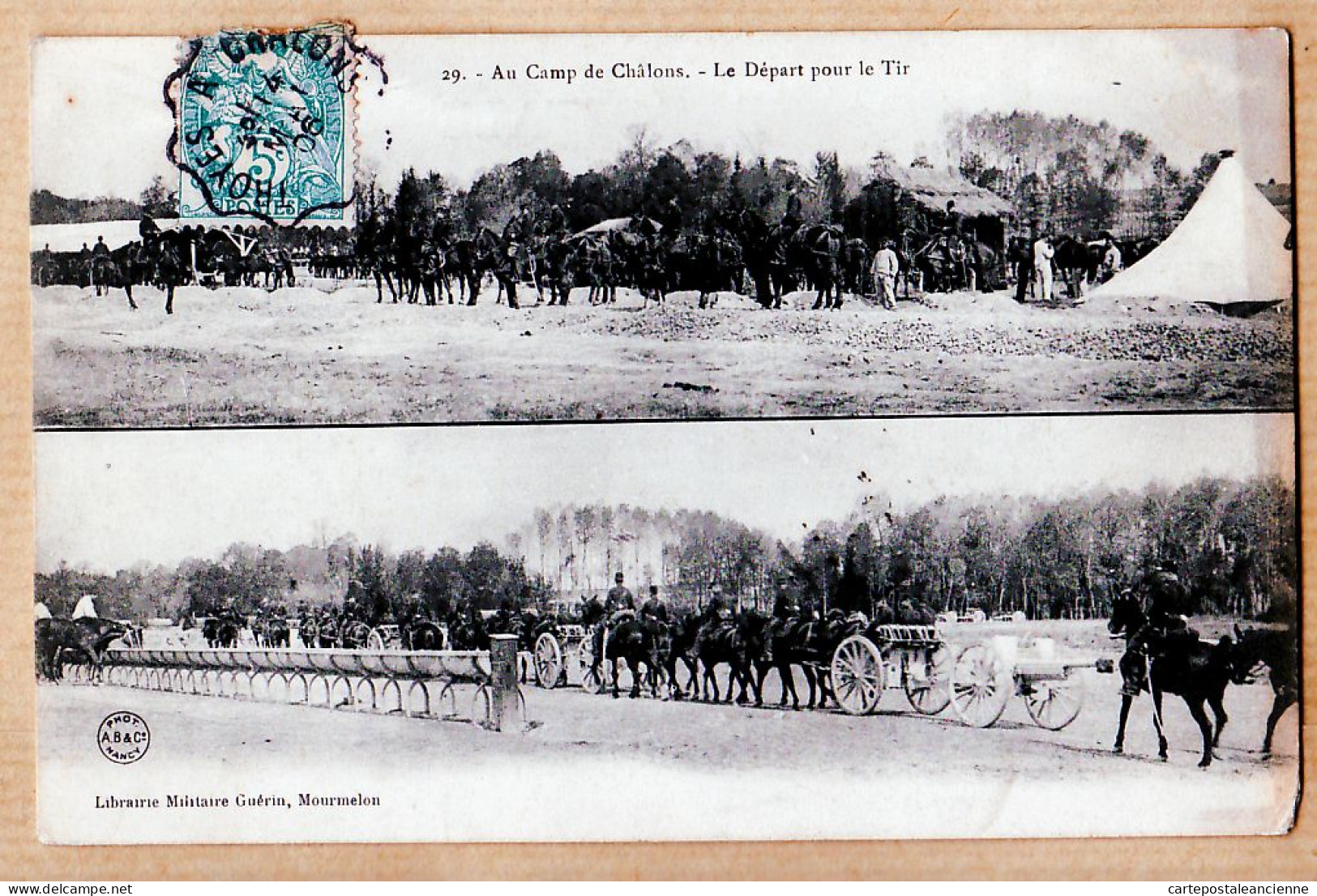 26248 / ⭐ 51-Marne Au CAMP De CHALONS Le DEPART Pour TIR (2 Vues) Poste Ambulant 14.05.1906 à BICHEL Troyes Preize Aube - Camp De Châlons - Mourmelon