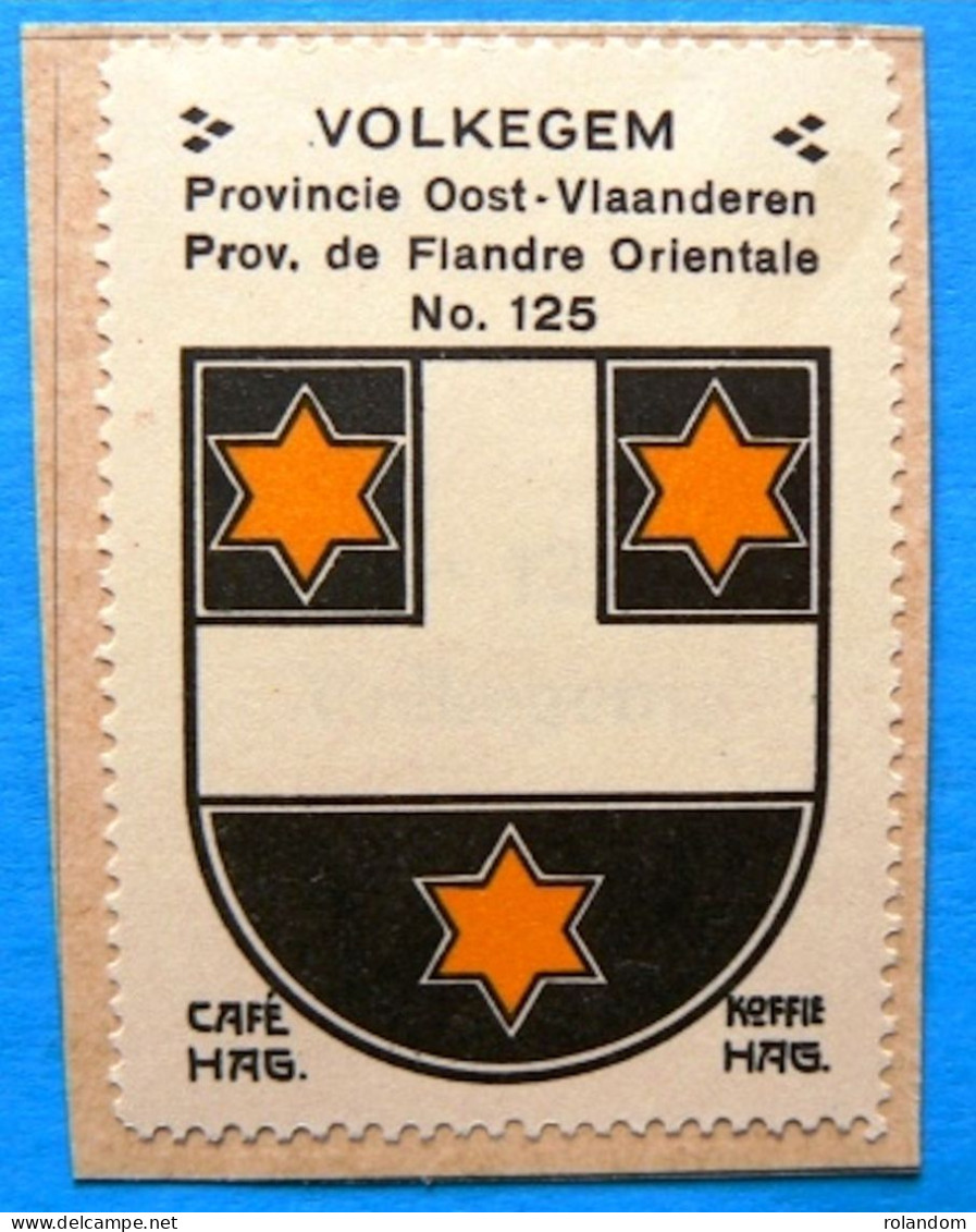 Oost Vlaanderen N125 Volkegem Oudenaarde Timbre Vignette 1930 Café Hag Armoiries Blason écu TBE - Tee & Kaffee