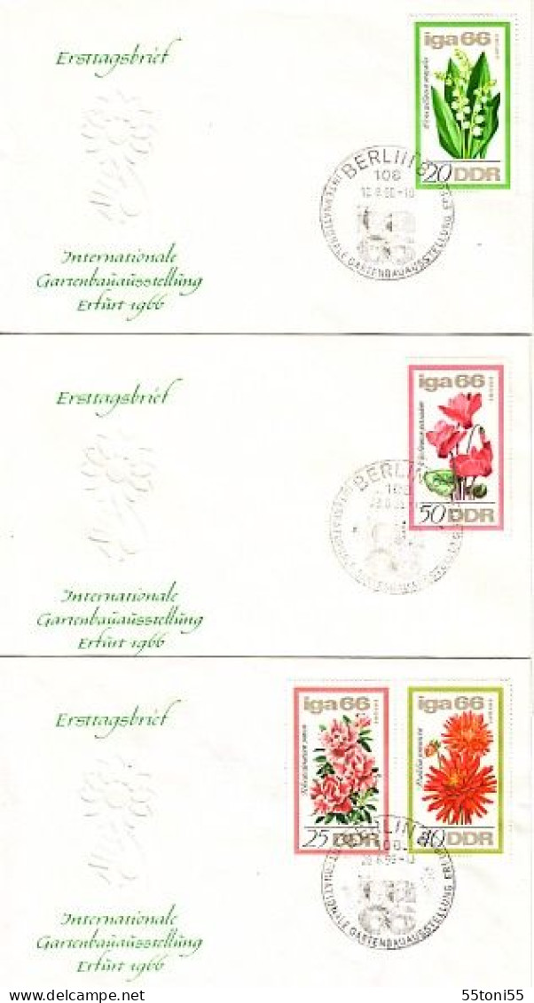 1966  Flora - Flowers IGA Erfurt Mi- 1189/92  3 FDC   DDR/Germany - 1950-1970
