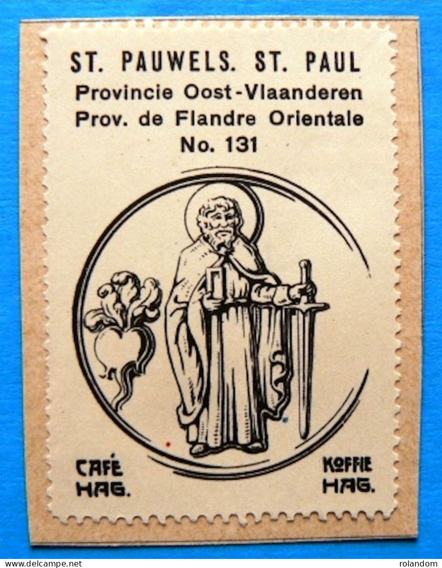 Oost Vlaanderen N131 Sint-Pauwels Saint-Paul Sint-Gillis-Waas Timbre Vignette 1930 Café Hag Armoiries Blason écu TBE - Thee & Koffie