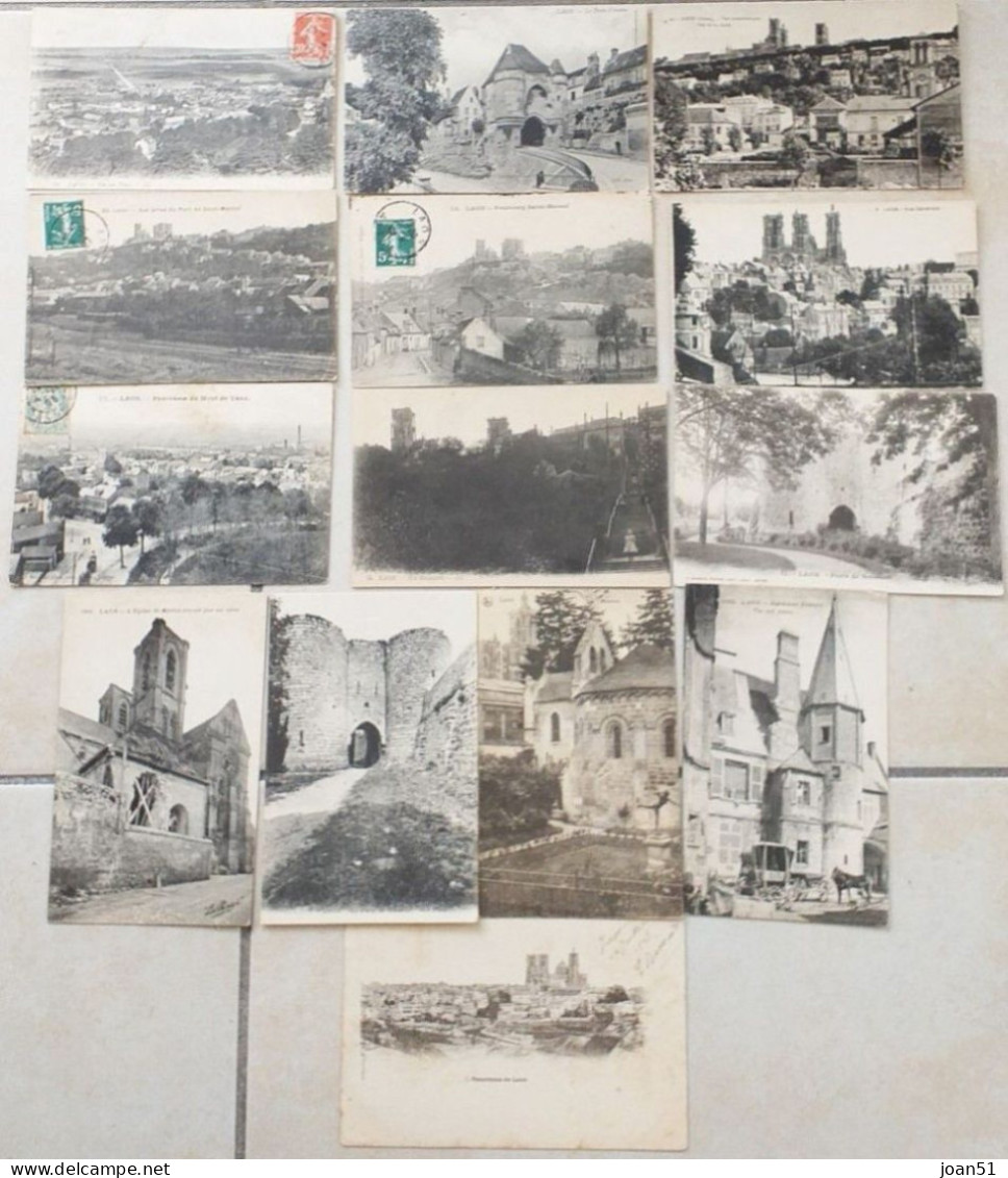 LOT DE 26 CARTES POSTALES ANCIENNES DE LAON - Verzamelingen & Kavels