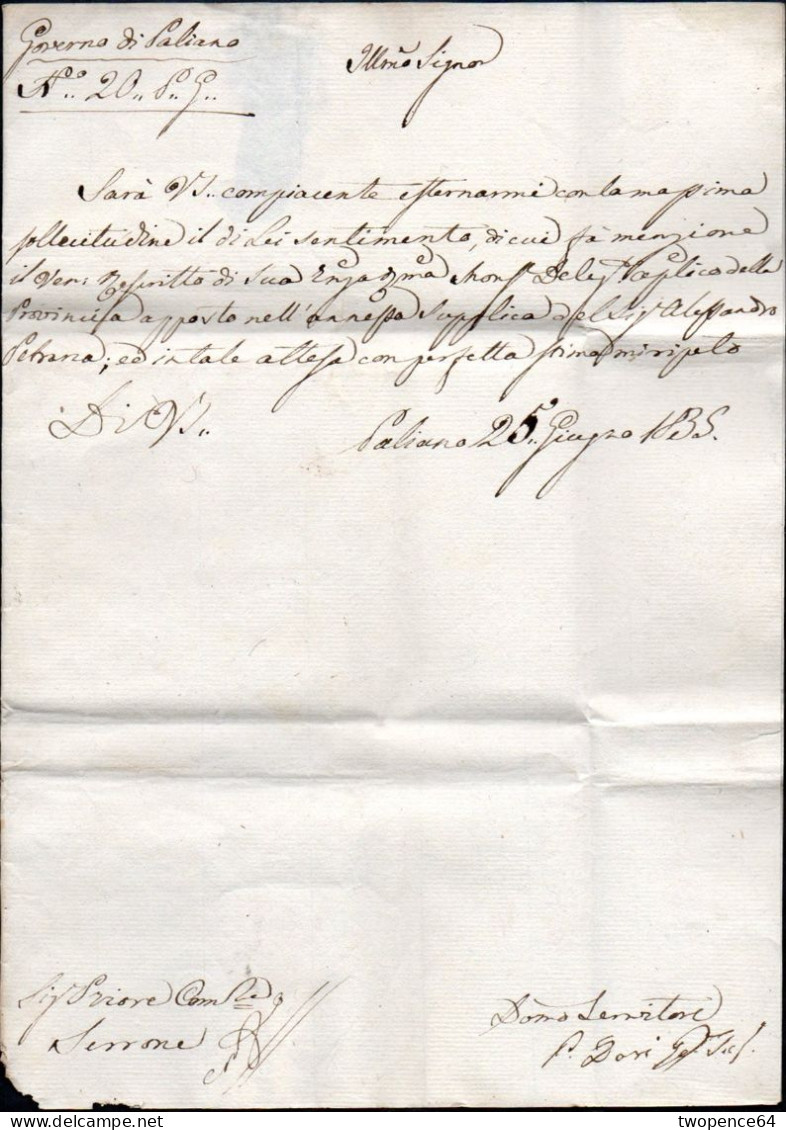 B6 - LETTERA PREFILATELICA DA PALIANO A SERRONE 1835 - ...-1850 Préphilatélie