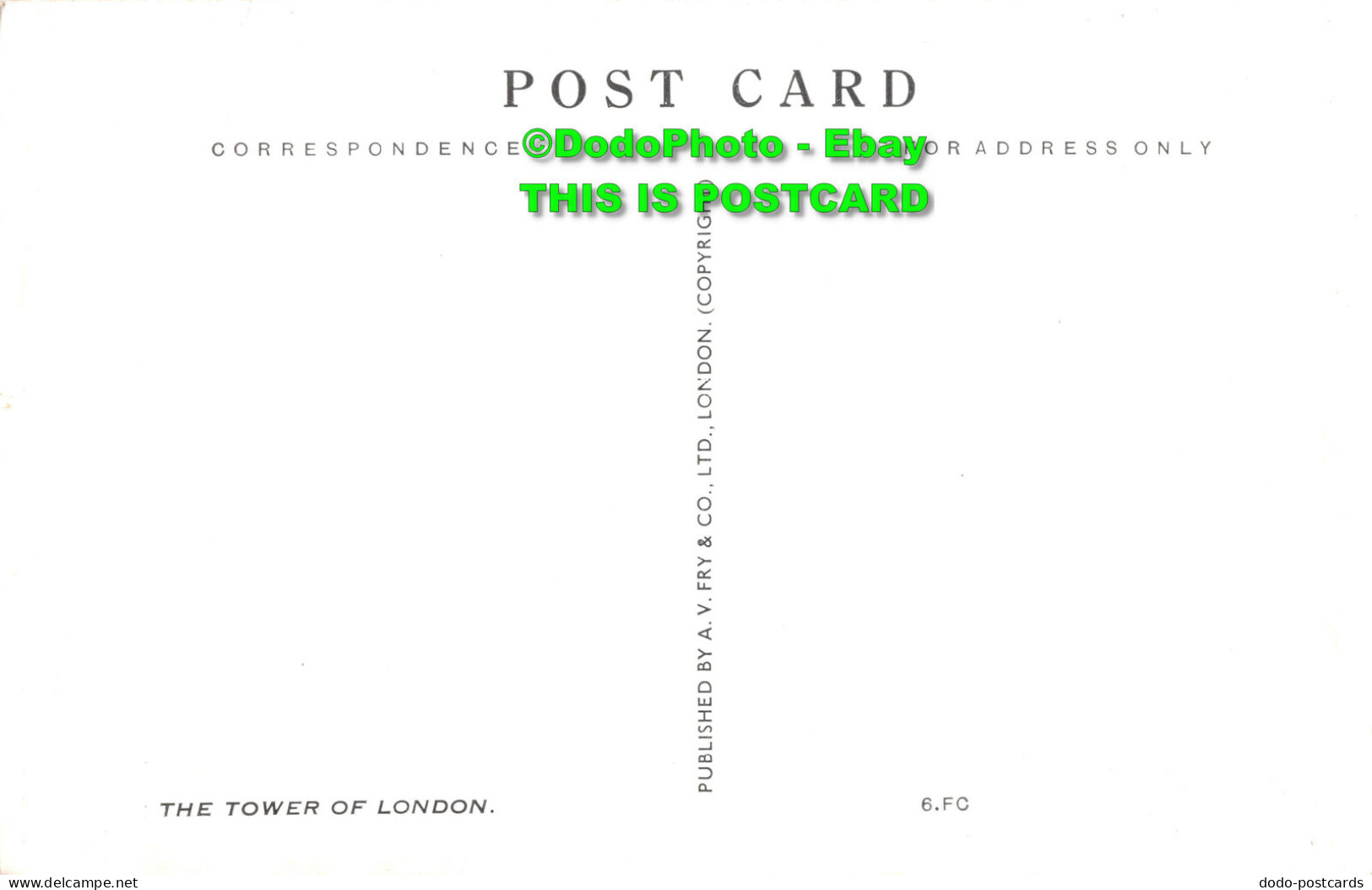 R435466 The Tower Of London. A. V. Fry. Postcard - Altri & Non Classificati