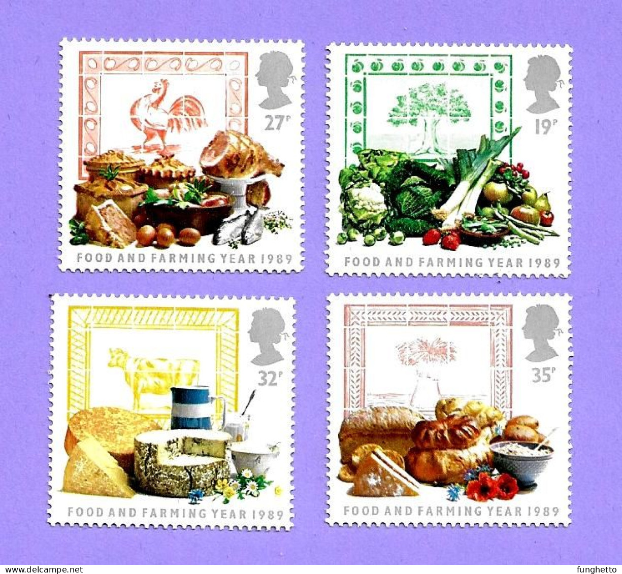 England - Inghilterra (GB) Royal Mail 1989 - Alimentazione E Agricoltura.- Verdura Frutta Pane-set 4 Valori Nuovi  MNH** - Food